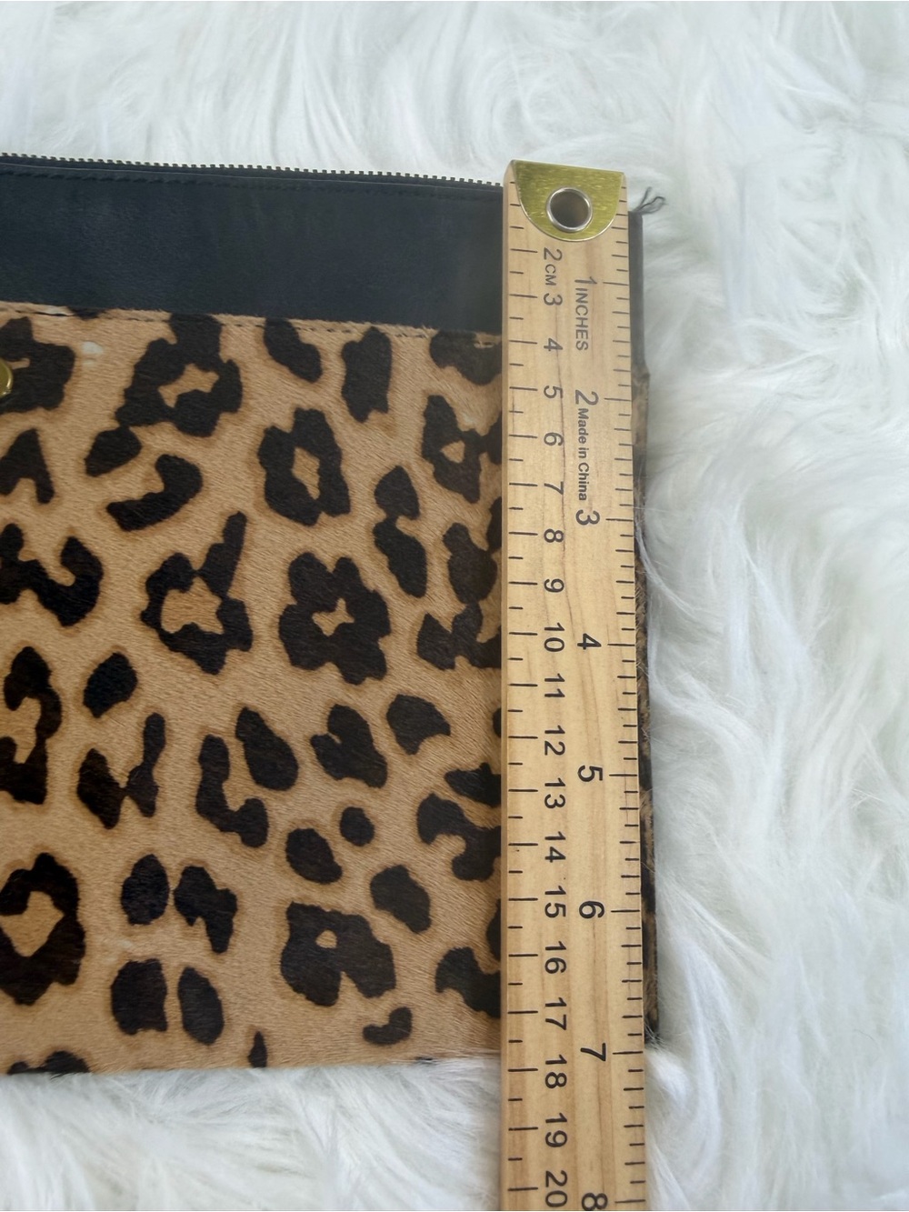 J.Crew Leopard Print Calf Hair Leather Zip Clutch Tassel Animal Print - Picture 8 of 9